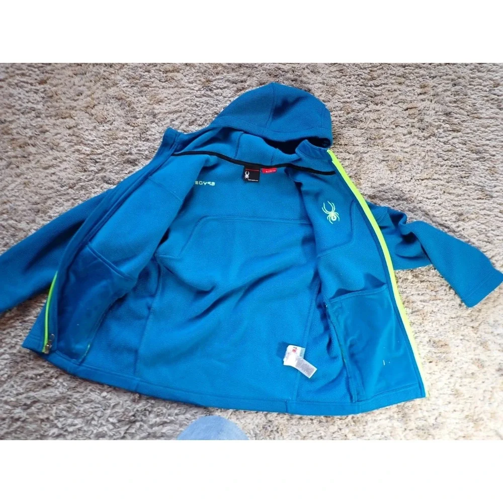 Spyder Full Zip Hoodie Youth Medium 10/12 Blue Excellent Technical Fleece Jacket